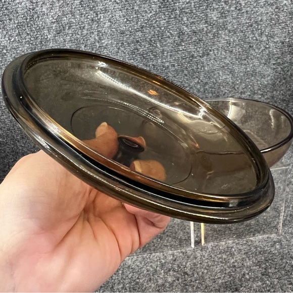 Corning Vision Ware Amber Waffle Bottom 7" Fry Pan Skillet w/ Pyrex Lid V-1.5-C - Picture 8 of 8